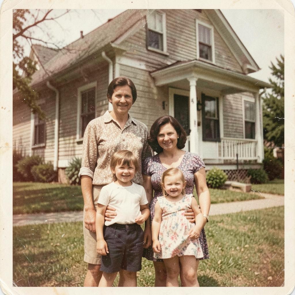 Foto antiga da família guardada no álbum do aplicativo